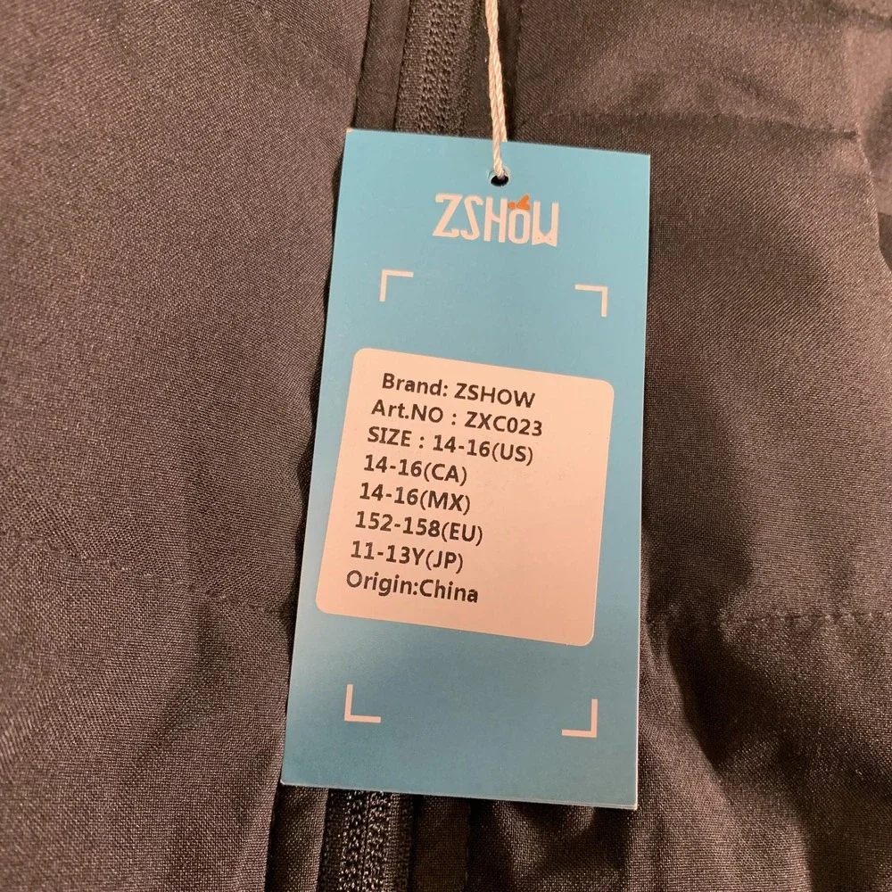 ZSHOW Jacket Youth 14-16 Black Hooded Zip Front Insulated Puffer Coat ZXC023 NEW